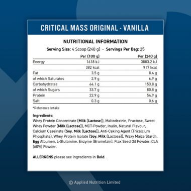 ORIGINAL FORMULA - CRITICAL MASS 6KG (25 SERVINGS)