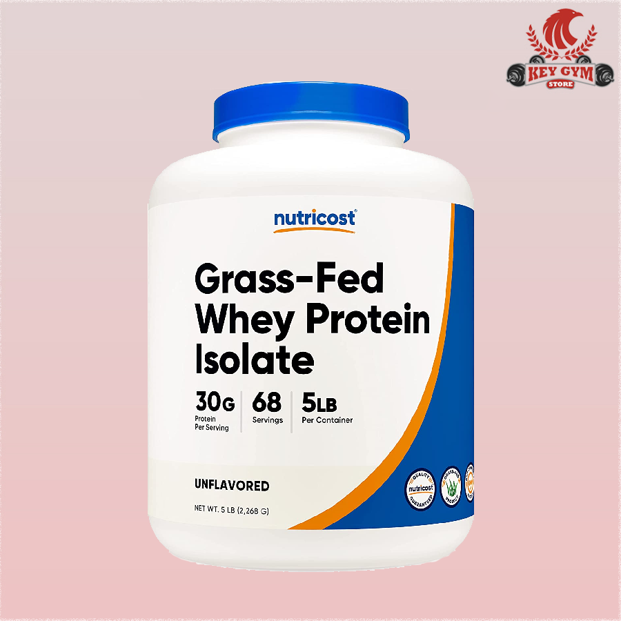 Nutricost Grass-Fed Whey Protein Isolate 5Lbs, 68 Servings